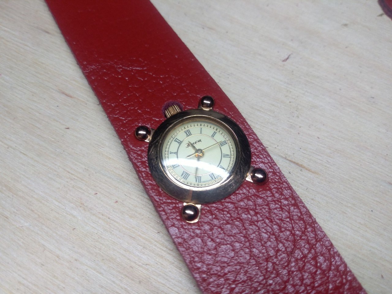 Strap for women's gold watch Nika. History of creation in photos №11 - My, Watchband, Handmade, Leather, , Wristband, Voronezh, Strap, Longpost