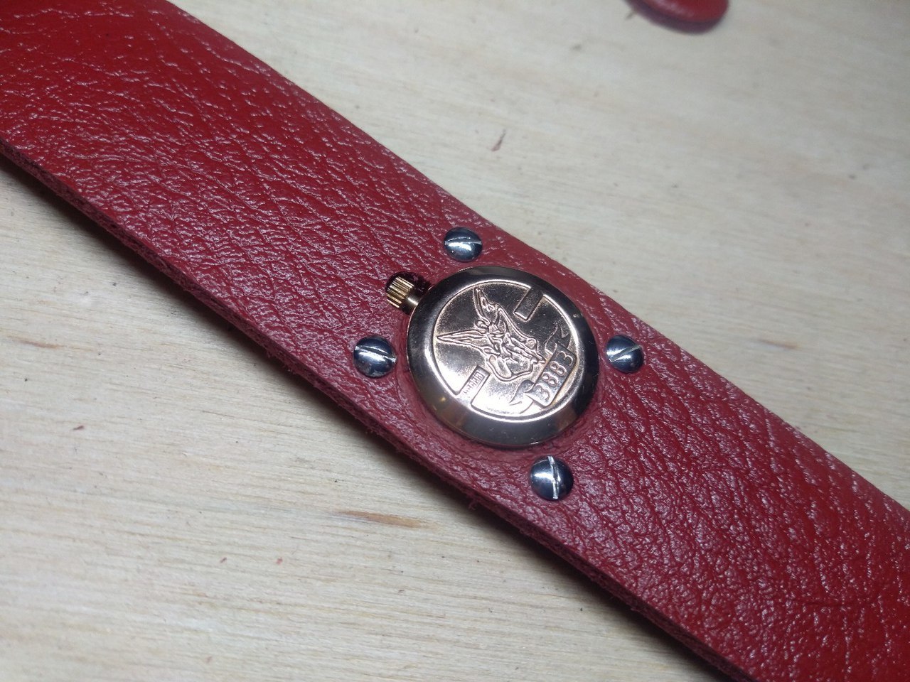 Strap for women's gold watch Nika. History of creation in photos №11 - My, Watchband, Handmade, Leather, , Wristband, Voronezh, Strap, Longpost