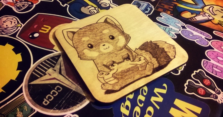 Pyrography art. Fox gamer - My, Pyrography, Burning out, , , Needlework with process, Longpost