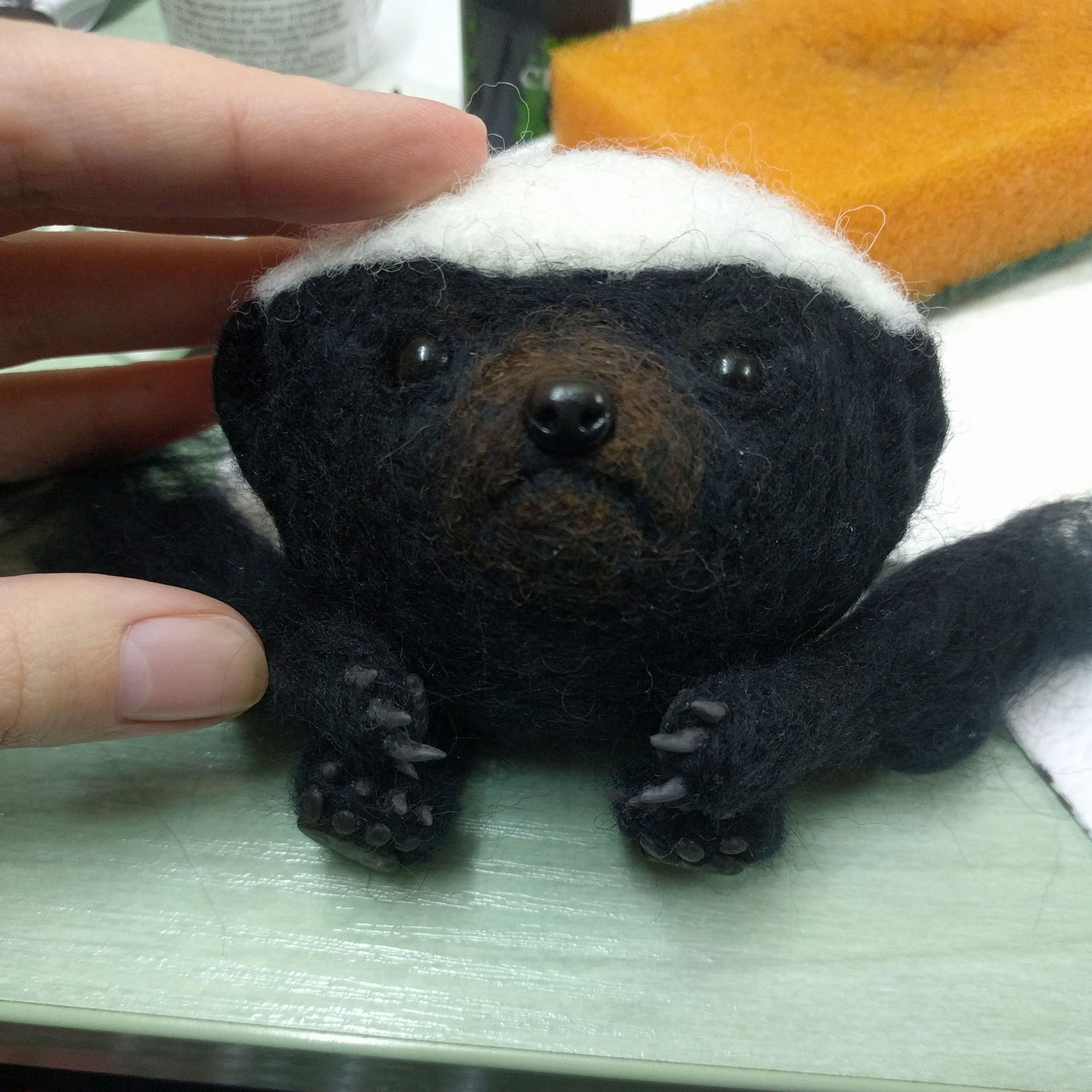 Ratel - My, Dry felting, Wallow, Author's toy, Honey badger, Needlework with process, Needlework, Handmade, Polymer clay, Longpost