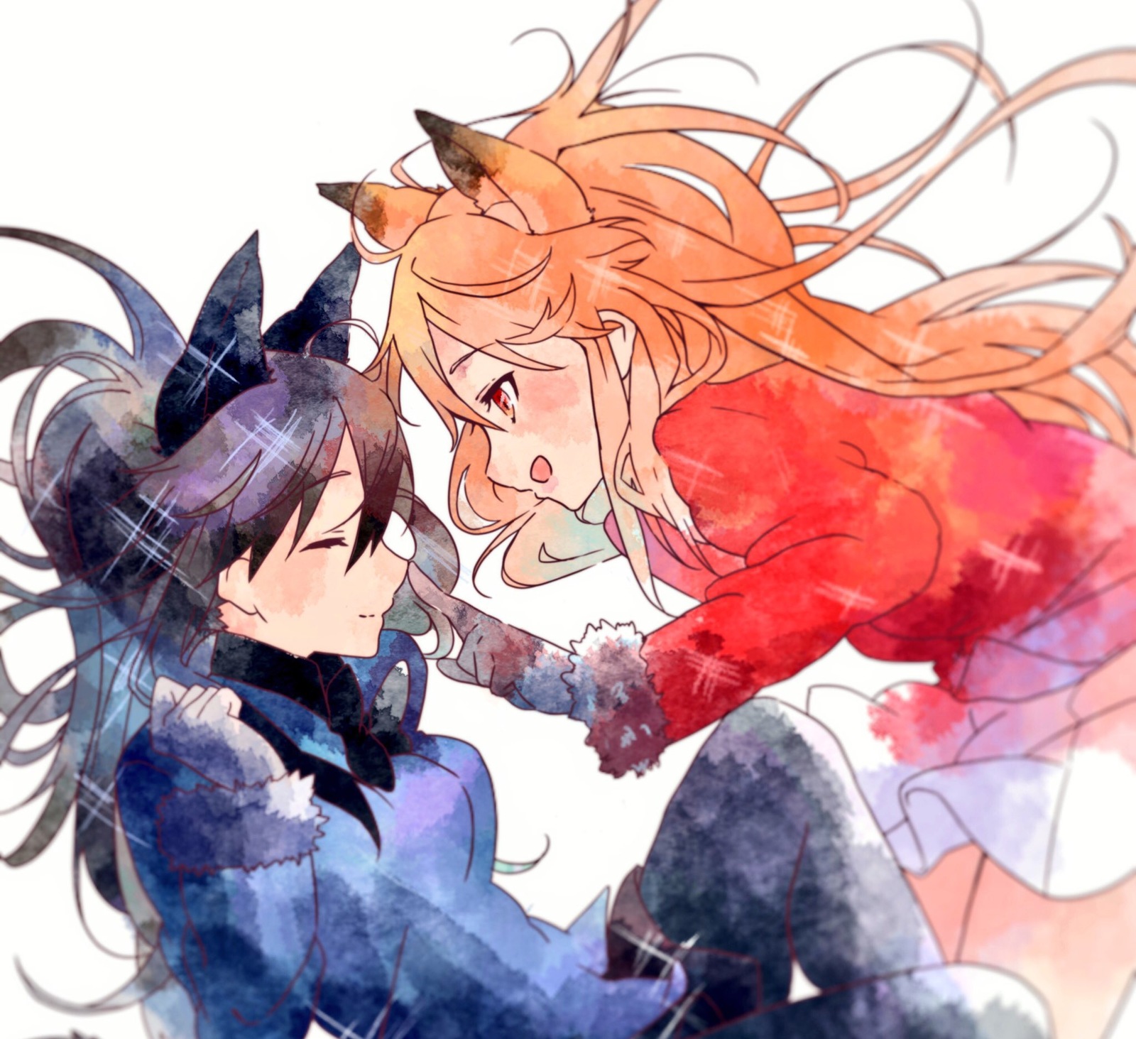 Gingitsune & Kitakitsune
 - Anime art, Anime, Kemono friends, Longpost, Ezo Red Fox, Silver Fox