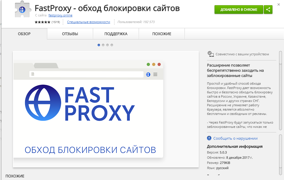 Fast proxy расширение