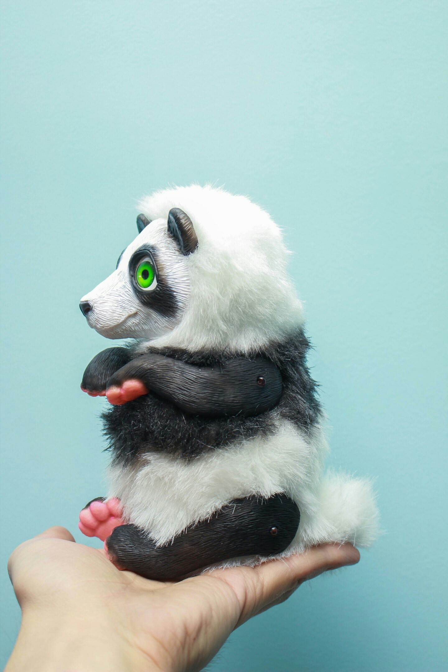 Such a chubby panda turned out) - My, Panda, Needlework without process, Polymer clay, Author's toy, My, Longpost