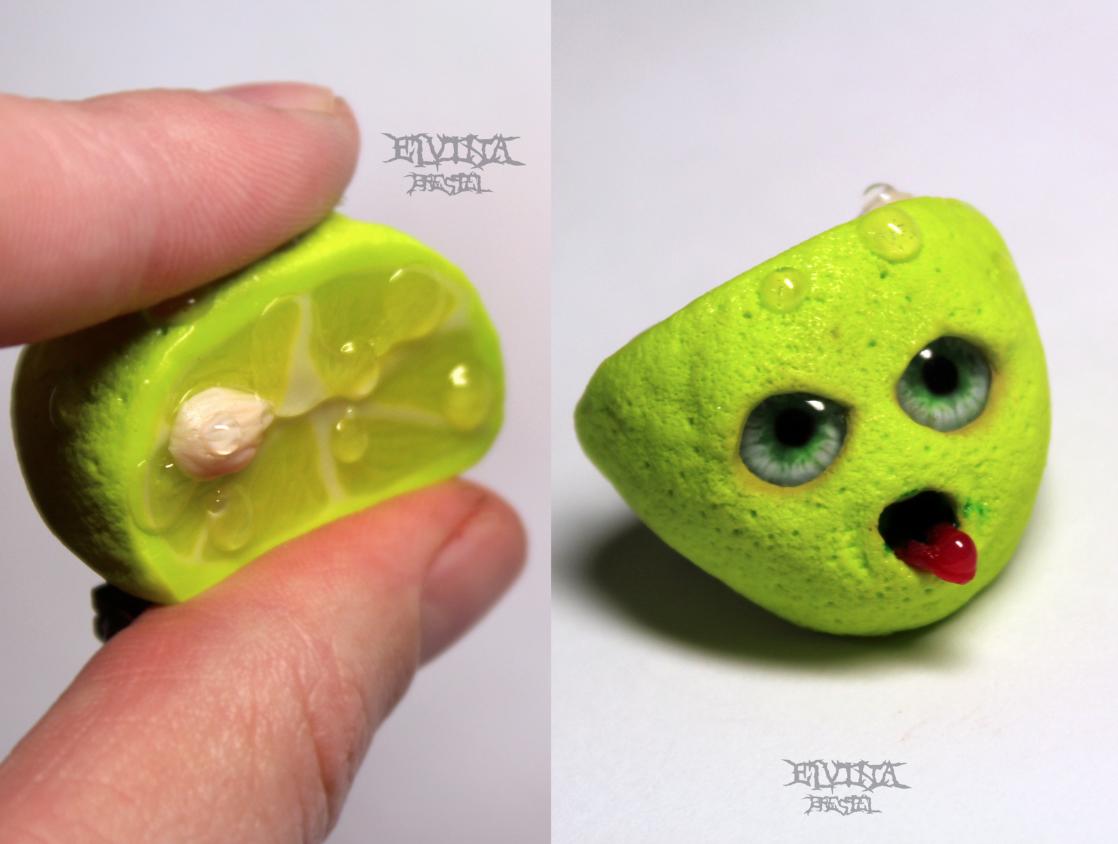 Limited sanity. big-eyed food part 2 - My, Polymer clay, Food, Eyes, Brooch, Longpost