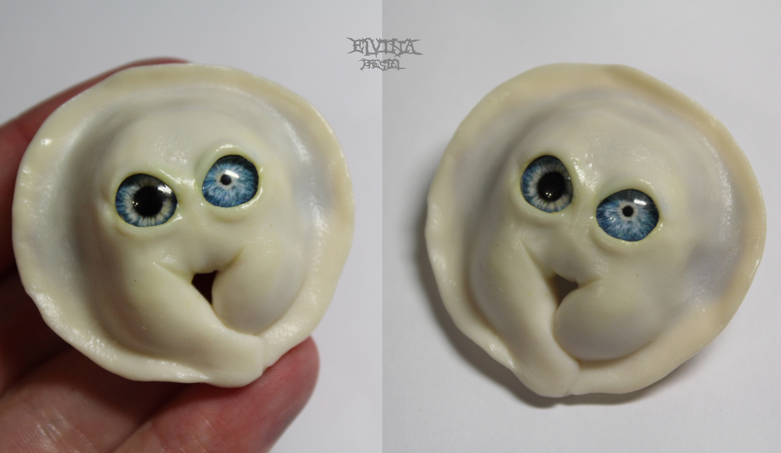 Limited sanity. big-eyed food part 2 - My, Polymer clay, Food, Eyes, Brooch, Longpost