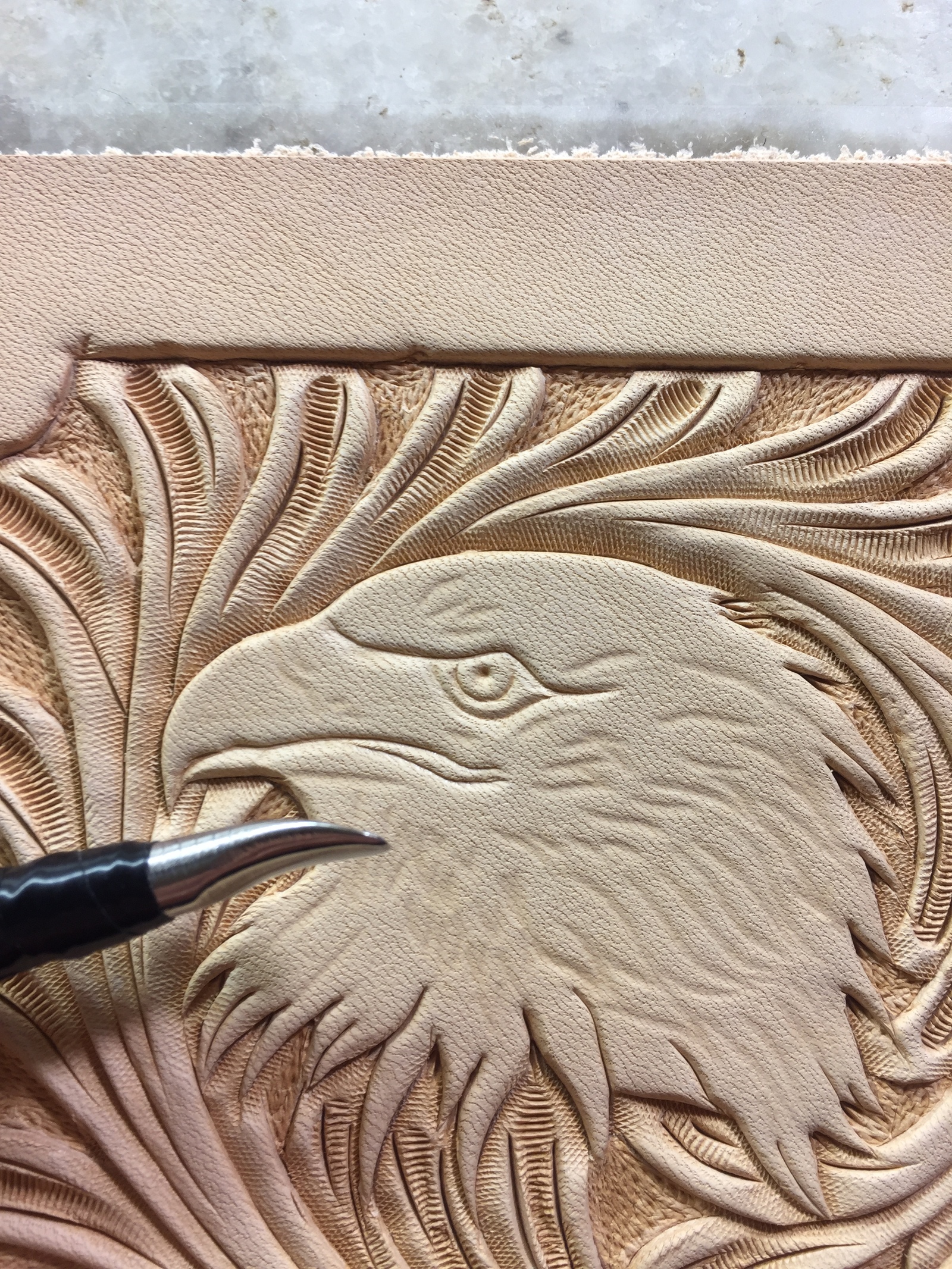 Embossed eagle - My, Leather, Leather craft, Leather products, Embossing on leather, , Cover, , Longpost