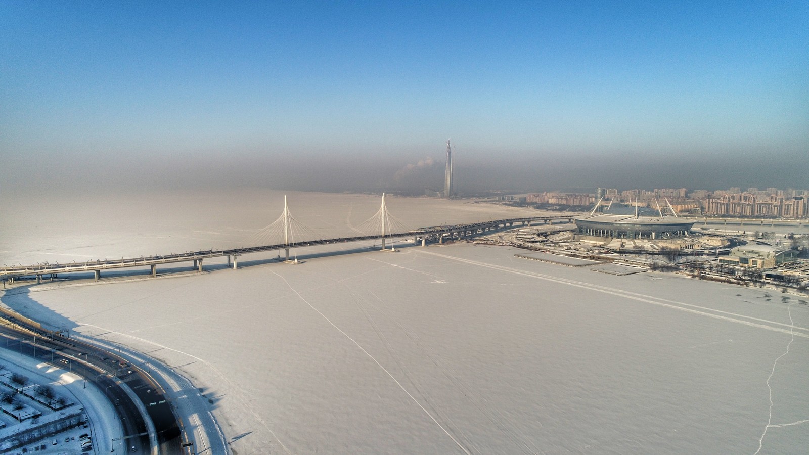 St. Petersburg in winter - night and day. - My, Quadcopter, Saint Petersburg, Flight, Stadium, Zsd, All-seeing eye