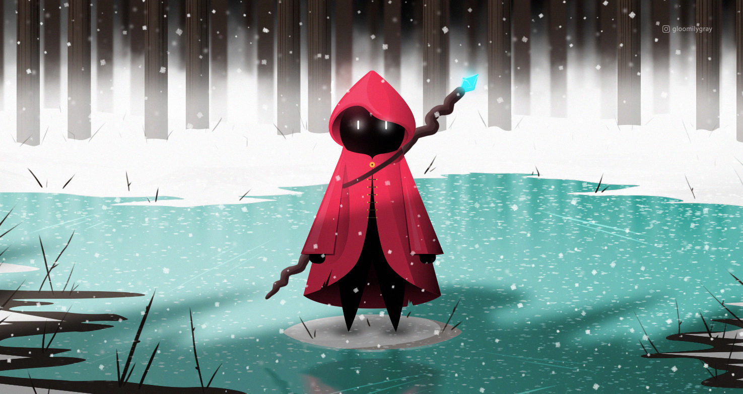 Unknown man in a red cloak - My, Art, Vector, Illustrator, Winter