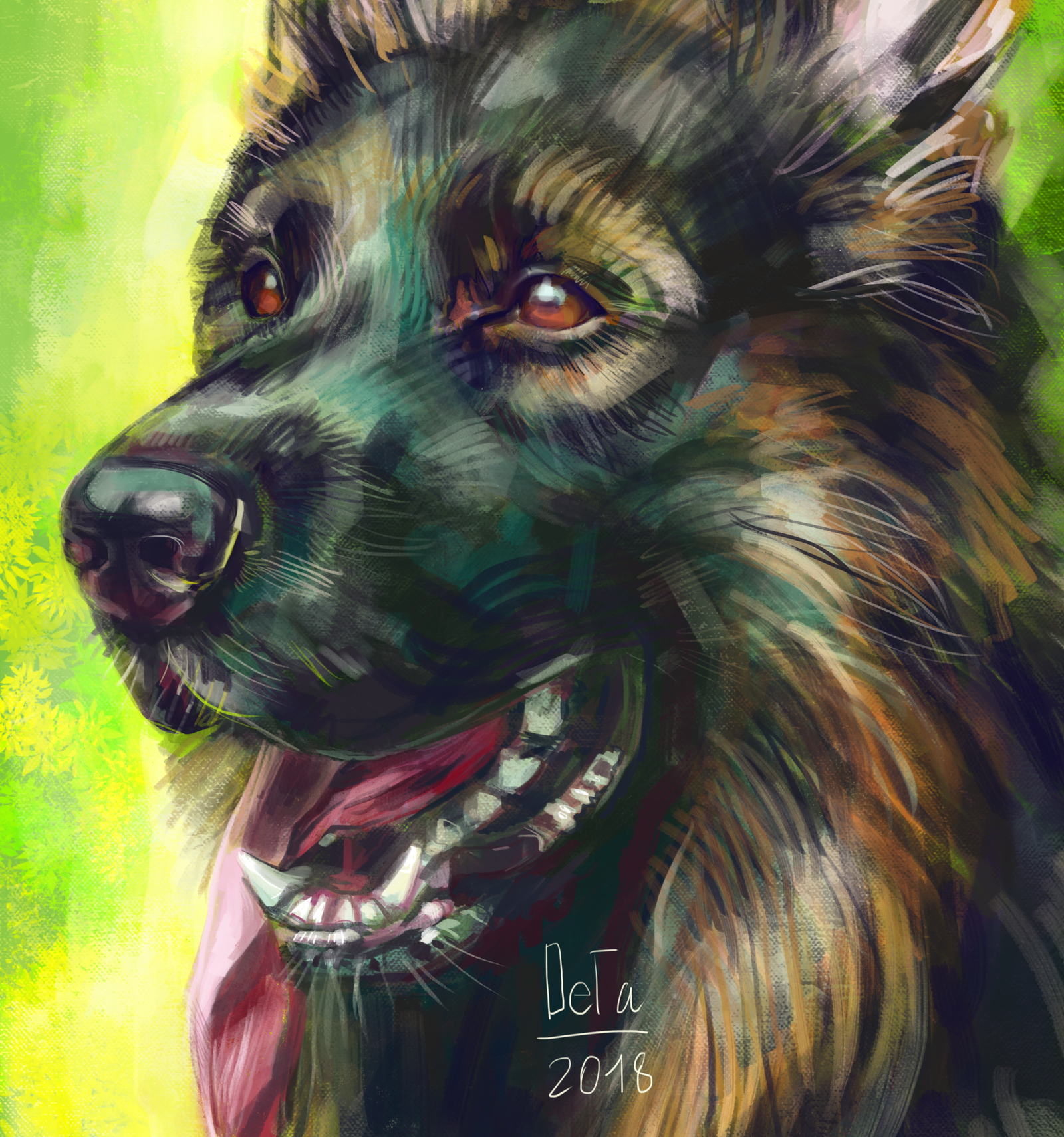 German Shepherd - My, German Shepherd, Drawing, Photoshop, Dog, Longpost