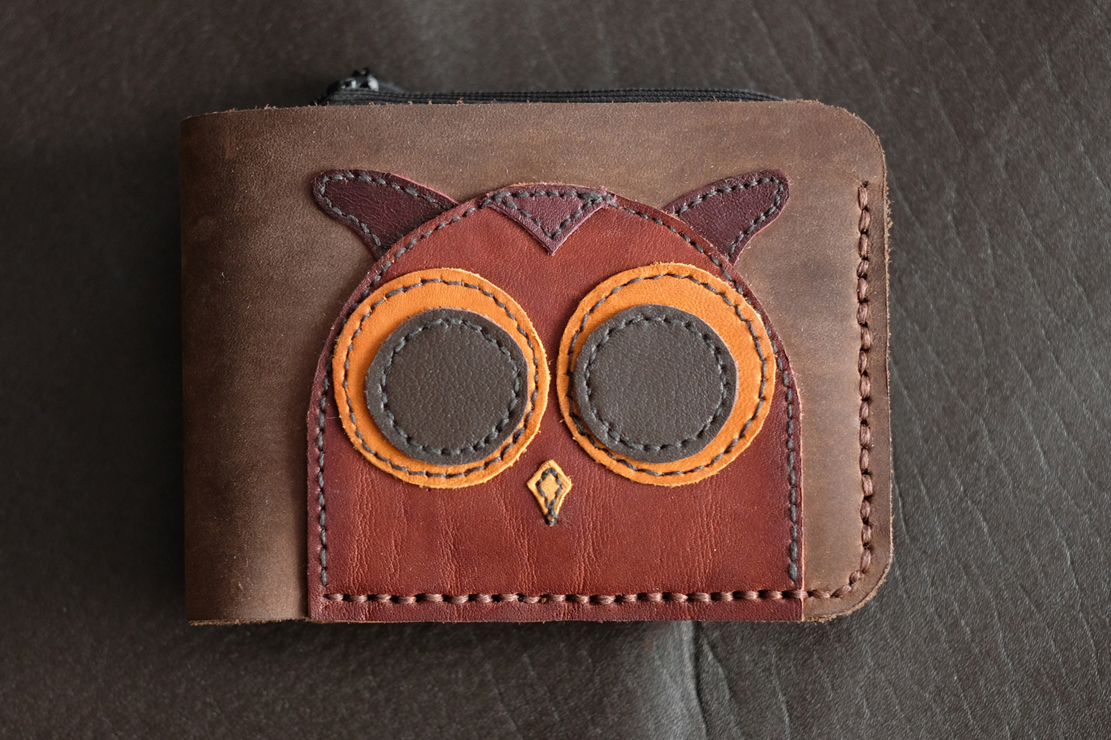 Hello everyone! - My, Leather, Handmade, Needlework with process, Handmade, Purse, GIF, Longpost