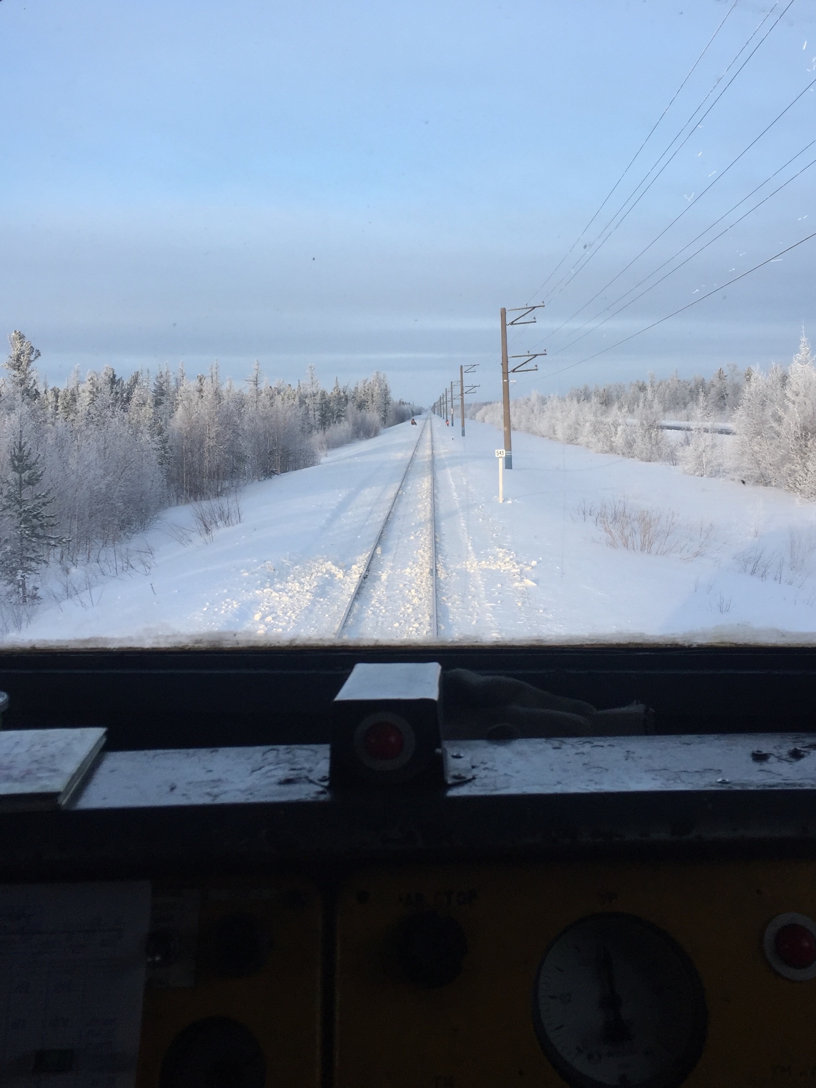 Again the road, again frost, again two rails and health for wear ... - My, Russian Railways, 2te116, Winter, YaNAO, Pathlers, Freight train, Driver