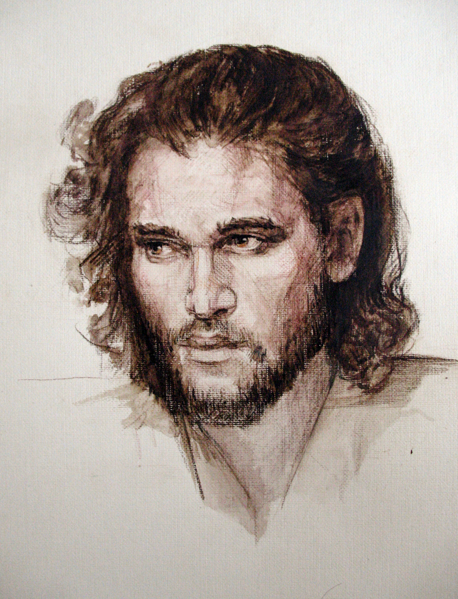 Portrait of the King of the North with watercolor pencils. - My, Portrait, League of Artists, Jon Snow, King of the north, Art, Longpost, Game of Thrones