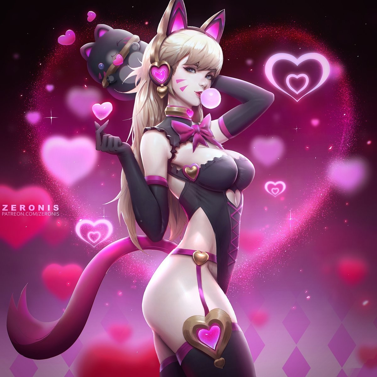 Black Cat D.Va artist Zeronis - Overwatch, Dva, Anime art, Game art