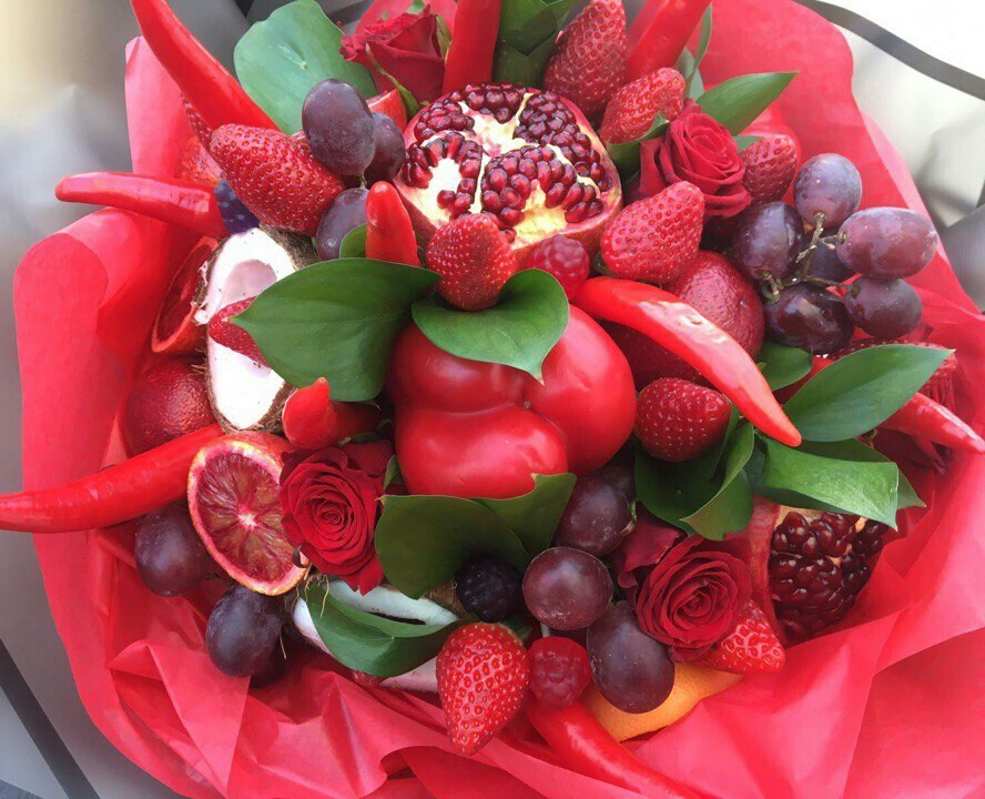 My first giant fruit bouquet - My, Unusual bouquets, Work, Presents, Longpost