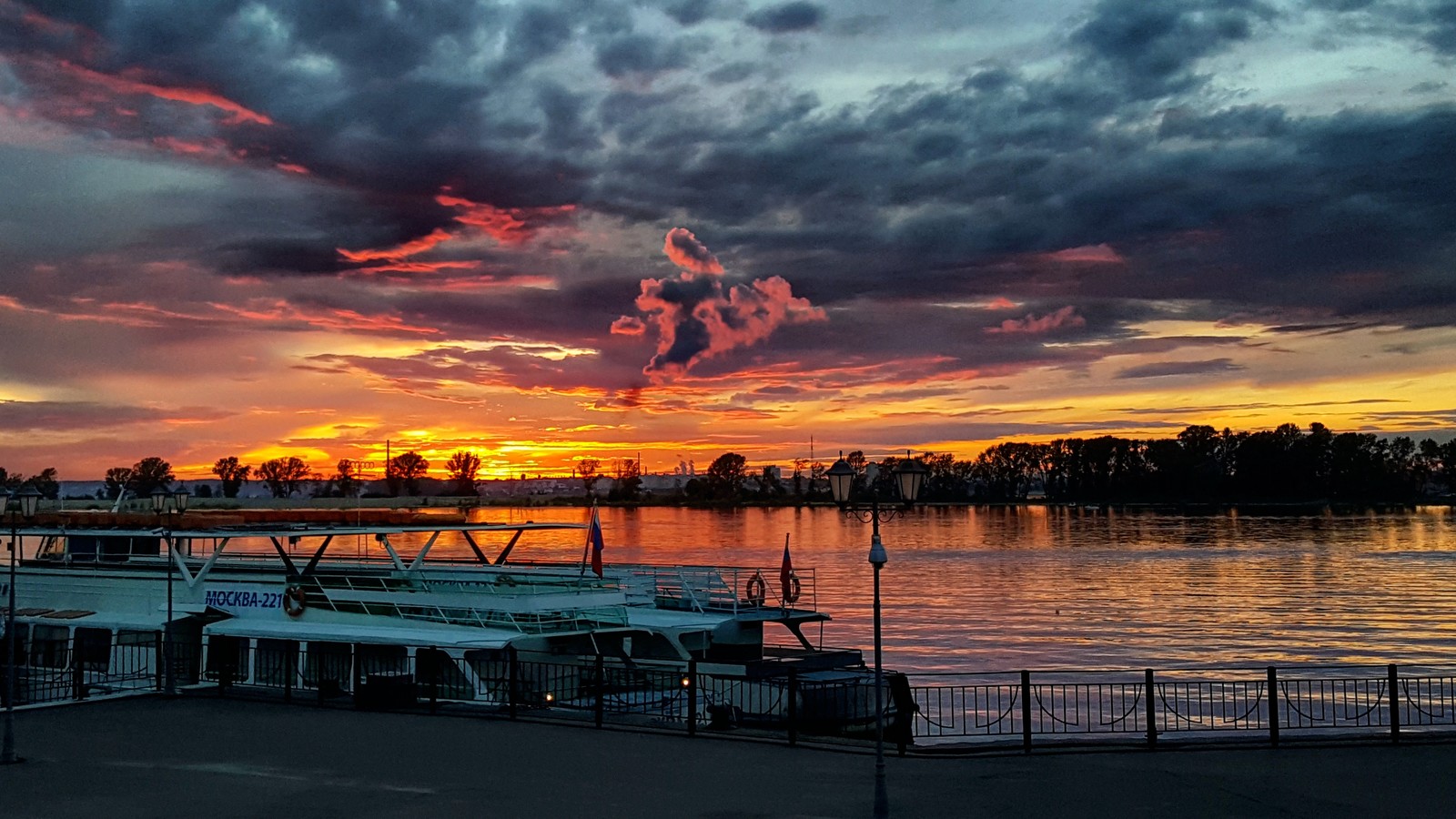 sunset - My, Kazan, Port, Sunset, Summer