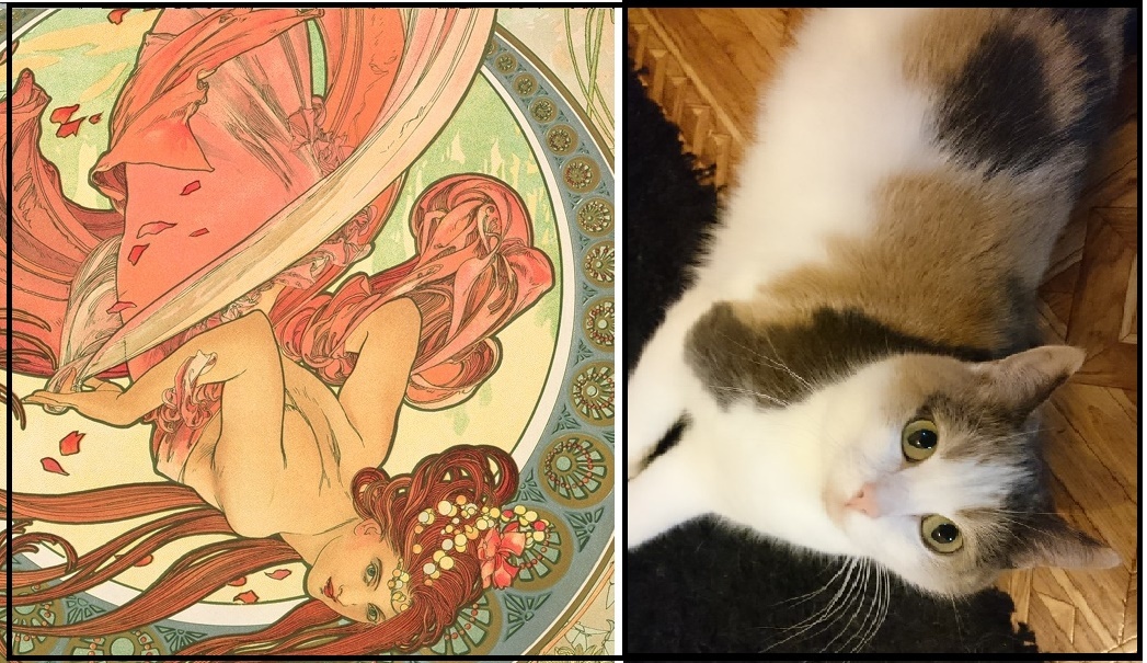 Sonya in the world of beauty - My, cat, Girls, Similarity, Alphonse Mucha, Images, 