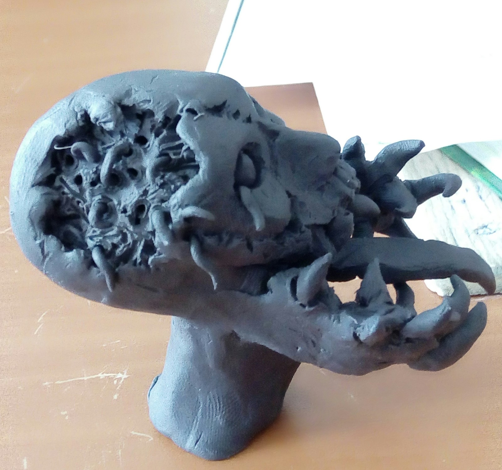 Plasticine monster head. - My, Plasticine, Monster, Creation, Hobby