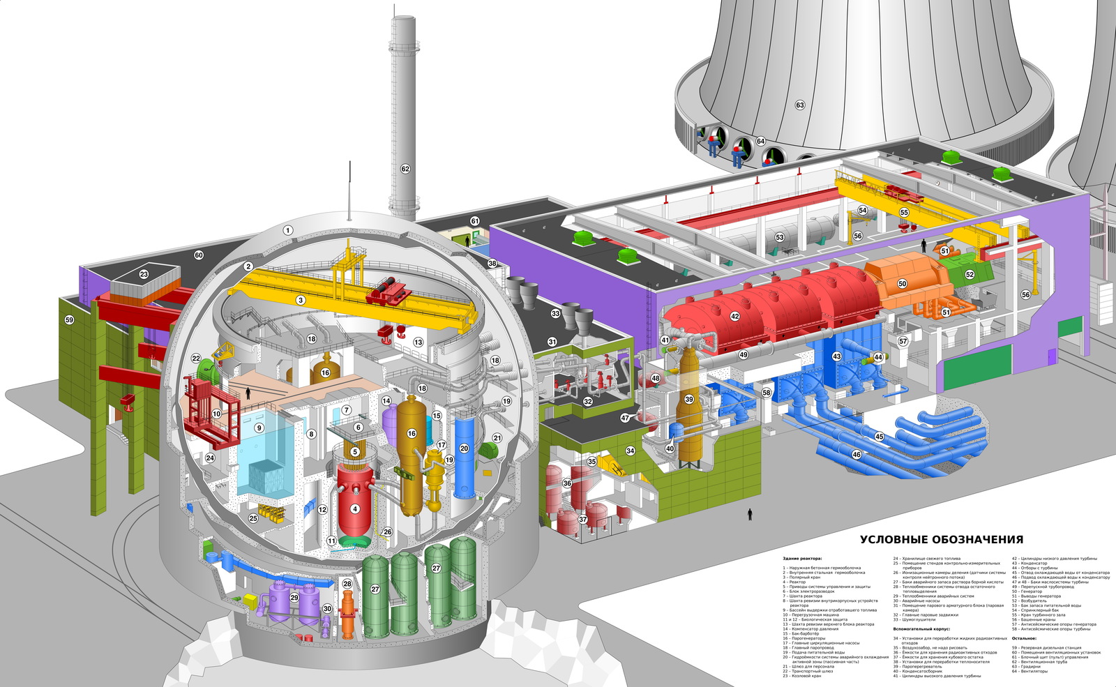 Энергоблок АЭС в разрезе. | Пикабу