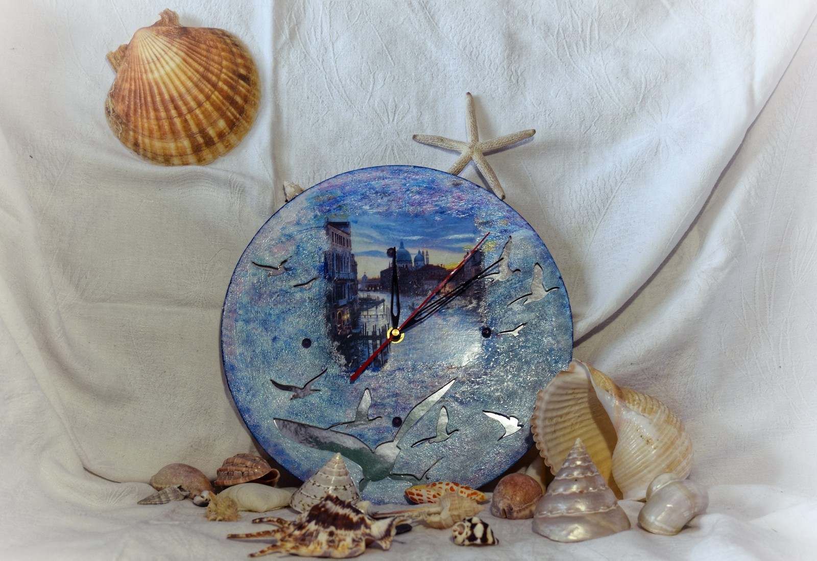 Sea, dreams, hope... - My, Decoupage, Art, Object shooting, beauty, Clock, Time