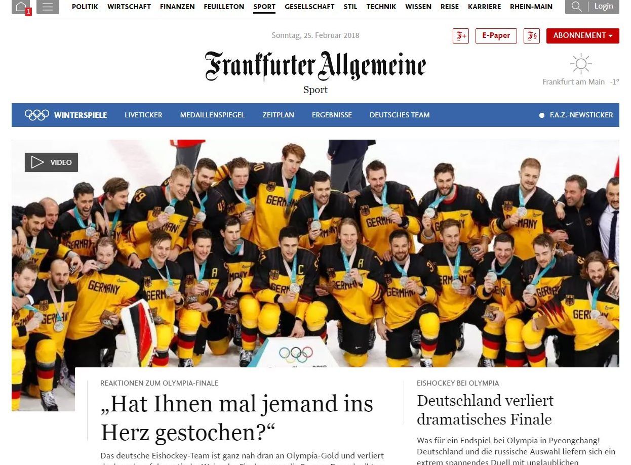 German media about the 2018 Olympics final - Hockey, Germany, The final, Longpost, Olympiad, media, Sport, 2018, Media and press