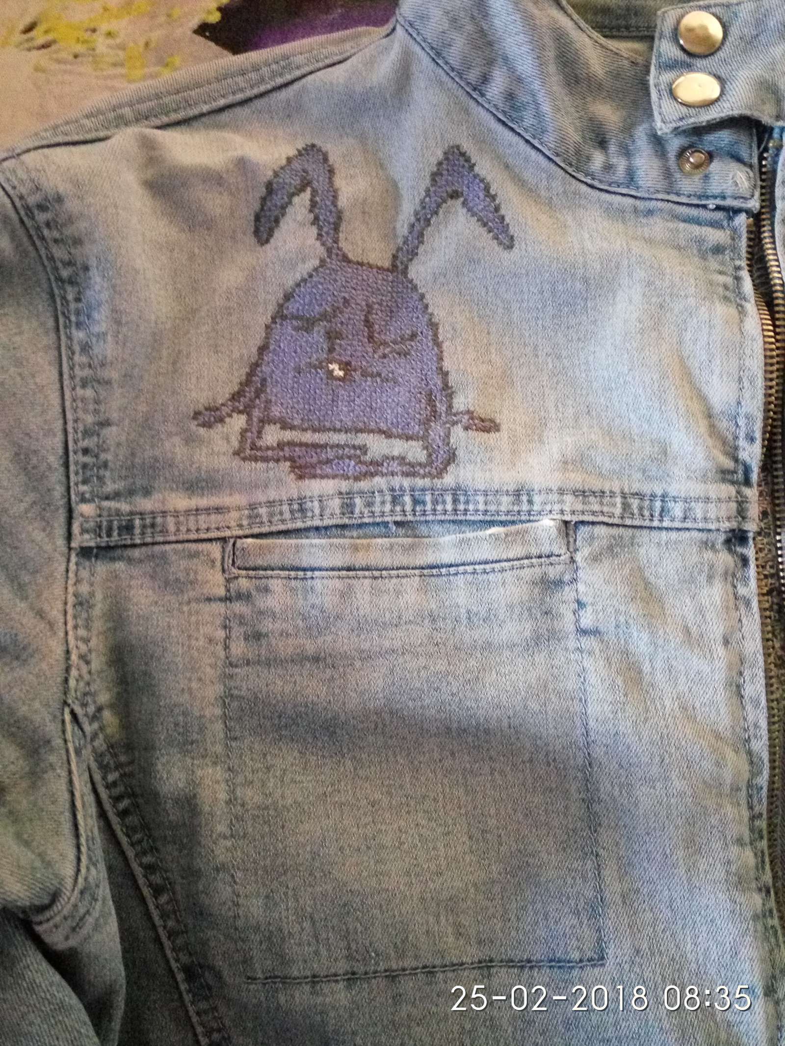 hare jacket - My, , Cross-stitch, Longpost