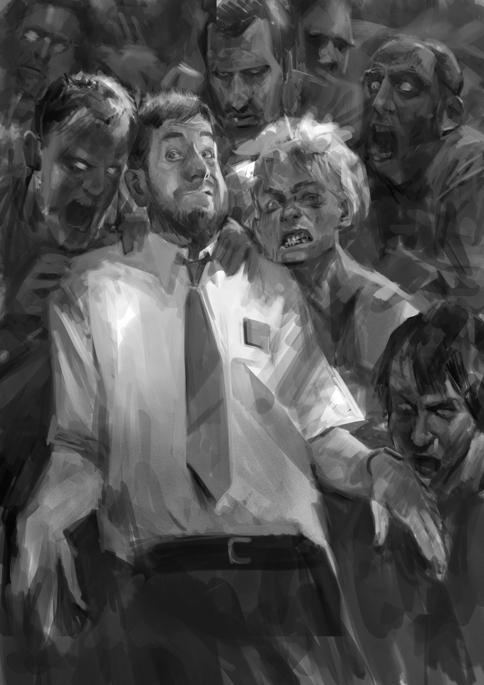 Sketches for EVILBOOK - My, Sketch, Sketch, Zombie, Computer graphics, 2D, Photoshop, Drawing, Longpost