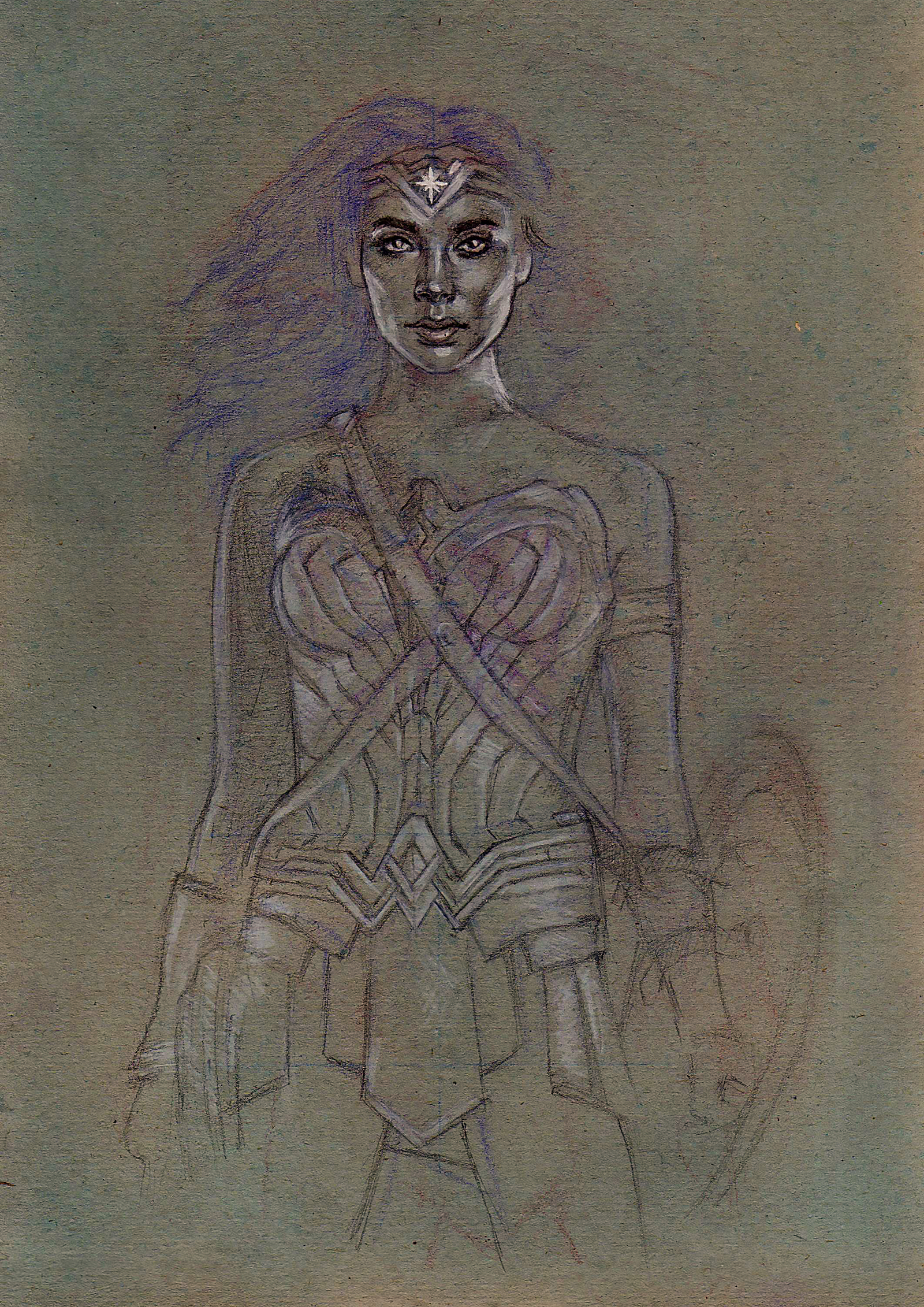 Wonder Woman - My, Drawing, Art, Pencil, Liner, Wonder Woman, Longpost