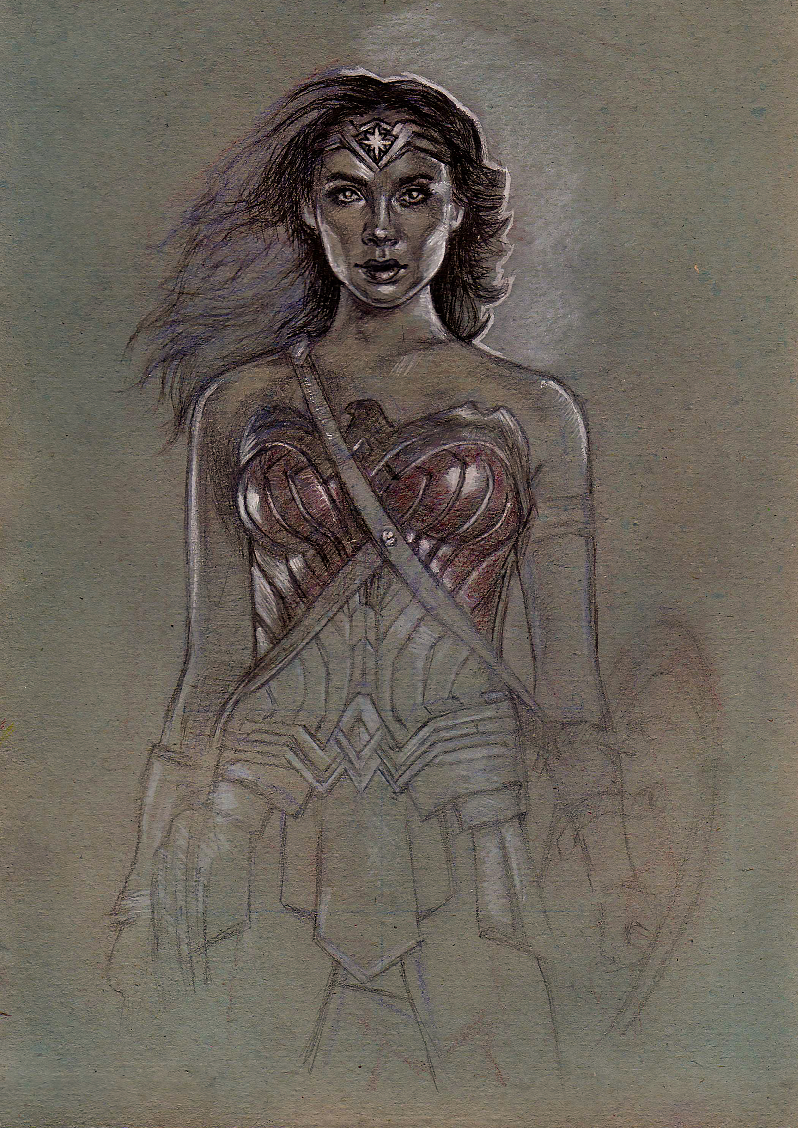 Wonder Woman - My, Drawing, Art, Pencil, Liner, Wonder Woman, Longpost