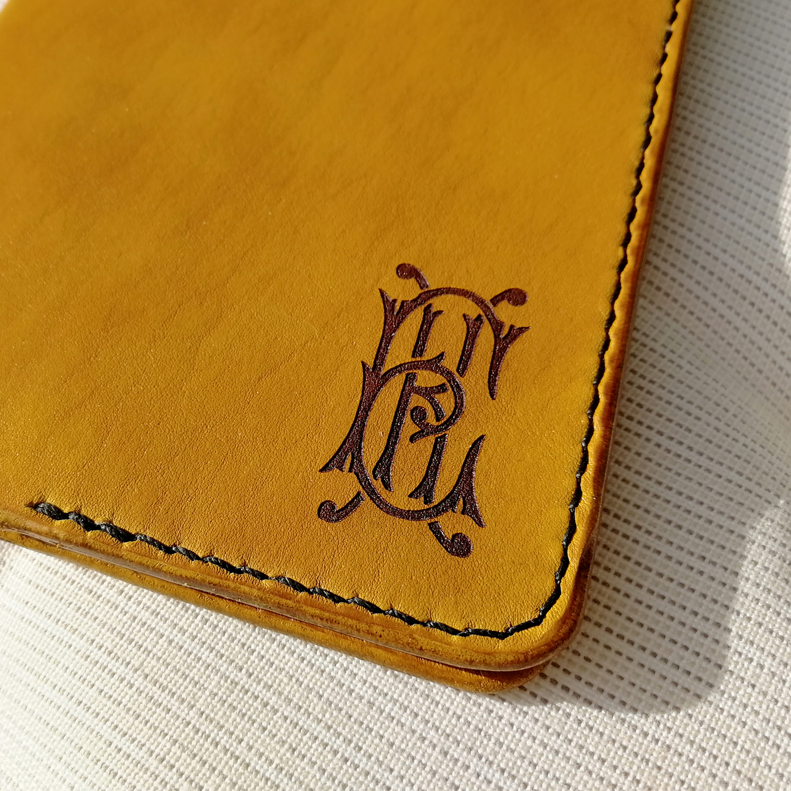 Leather passport cover with monogram - My, Needlework without process, Leather, Longpost