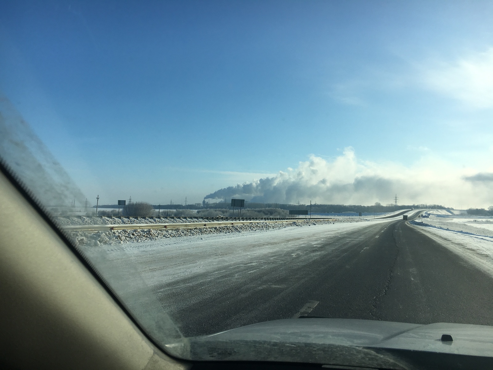 Генератор облаков. - Моё, Новомосковск, Азот, Нак Азот, Дорога, Фотография, Зима