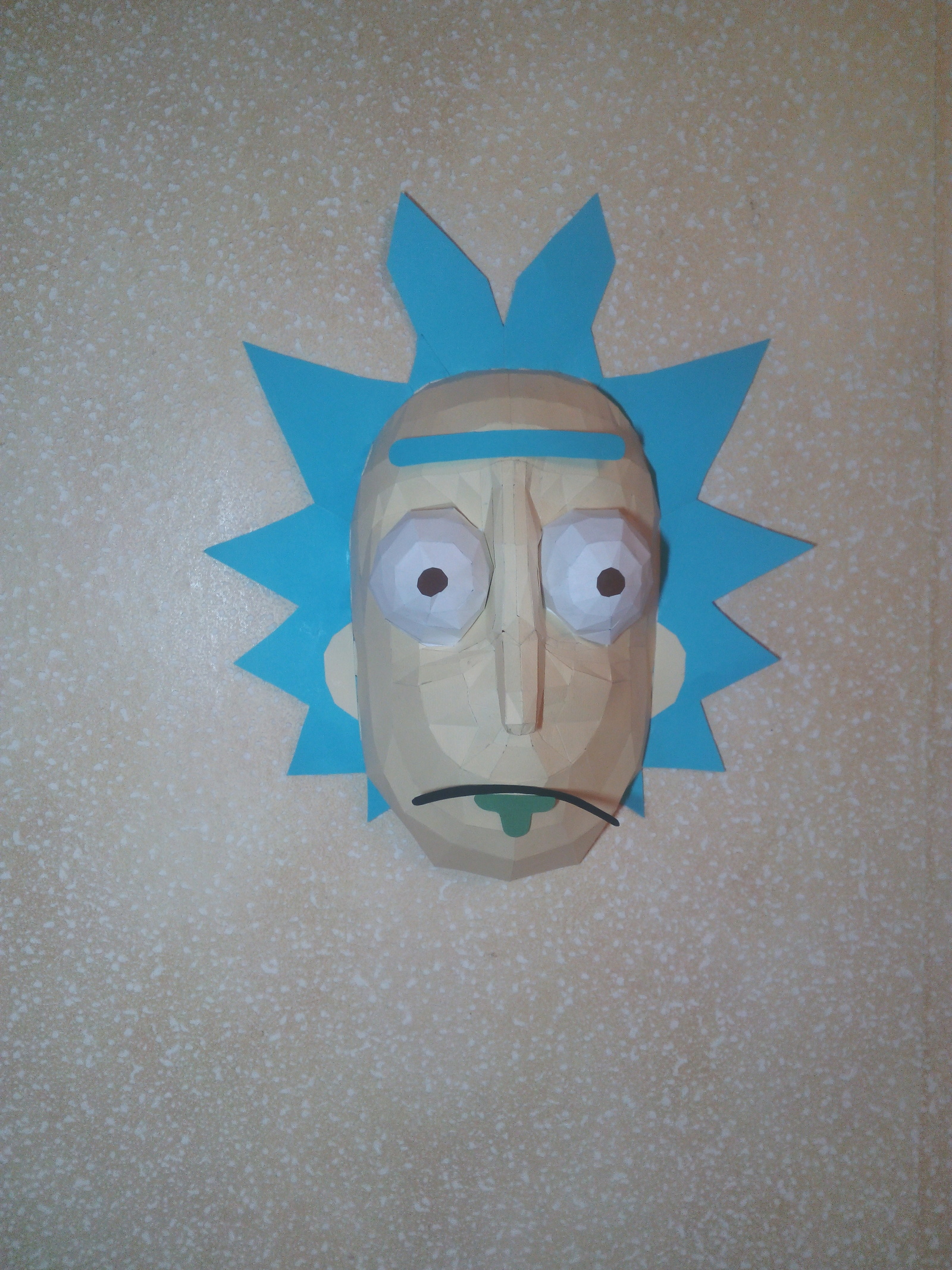 Rick's paper mask - My, Paper, Papercraft, Low poly, Paper modeling, Creation, Longpost, Rick and Morty, Mask, GIF, 