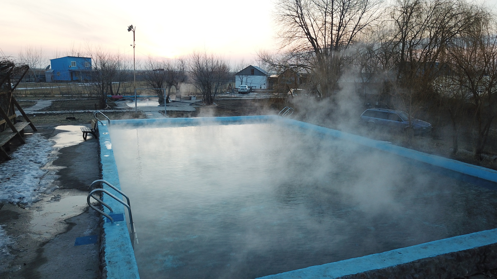 We bathe in warm mineral water. Chunja region. The hot springs. Kazakhstan. (Photo, Video) - My, Chunja, The hot springs, Kazakhstan, Almaty, Video, Movement is life, Nature, Water, Longpost