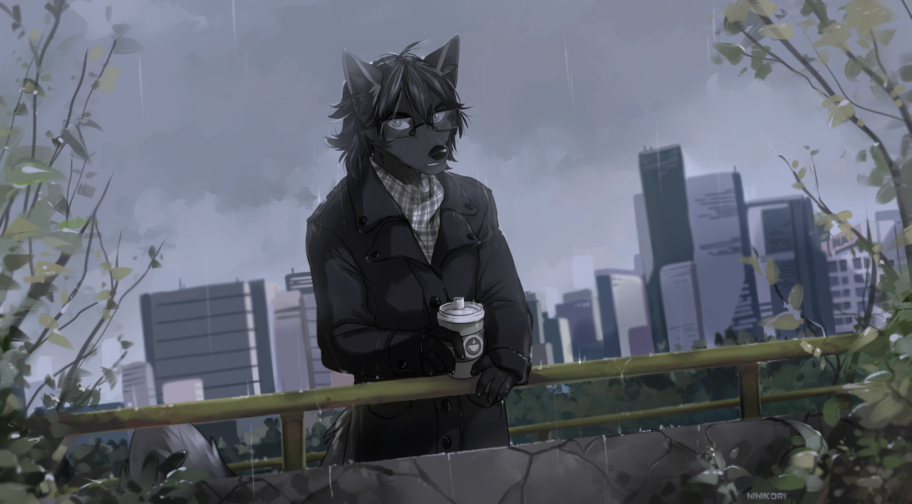 Meet this cold with coffee - Furry, Art, Hihikori