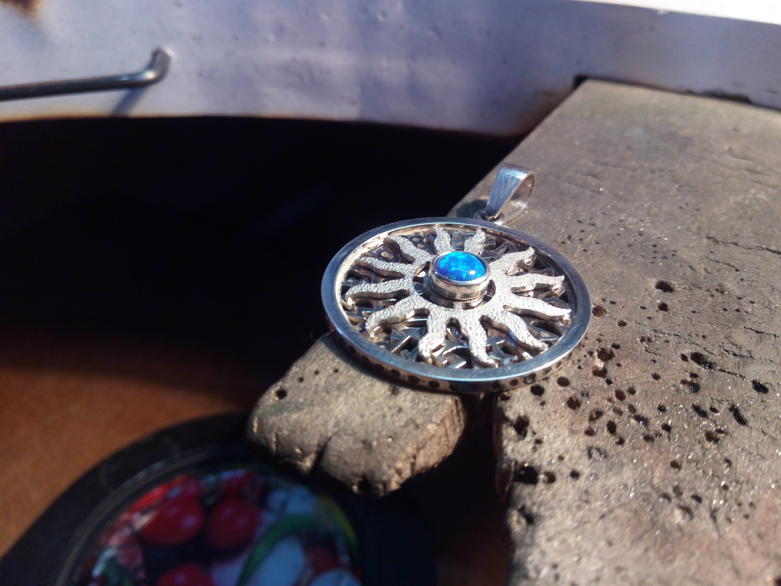 Sun pendant with opal - My, Silver, Pendant, Amulet, The sun, Opal, Handmade, Creation, Needlemen, Longpost