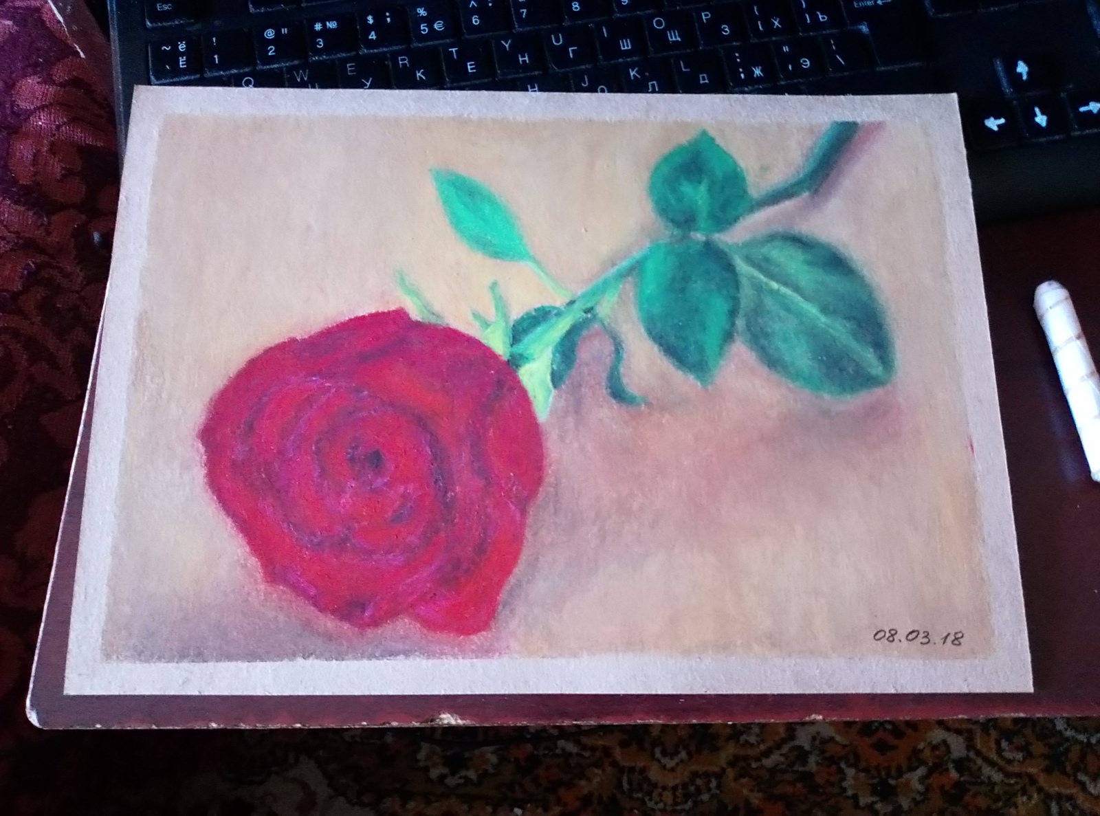 the Rose - My, Drawing, Oil pastel, the Rose