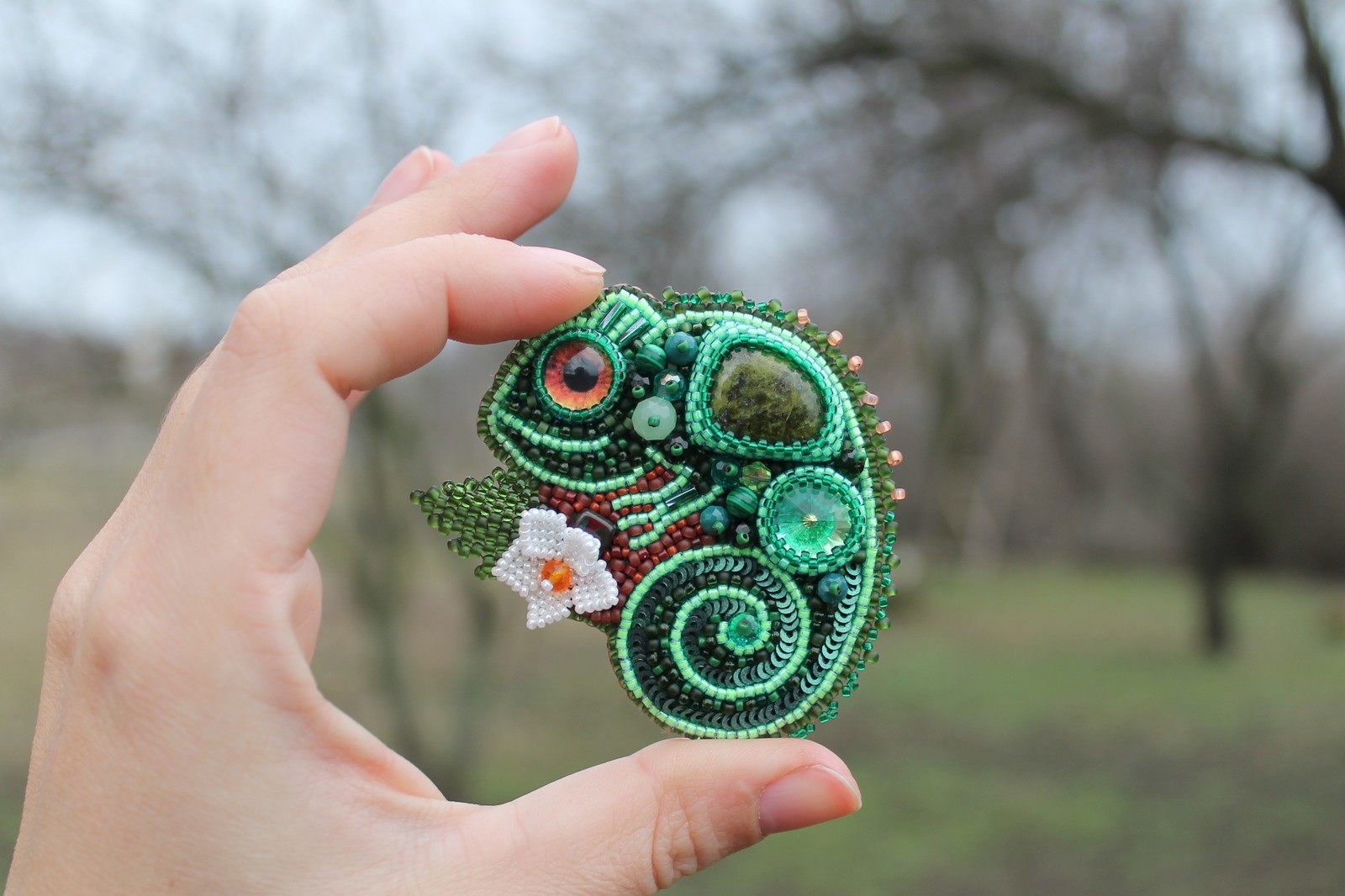 The whole collection of chameleons - My, Chameleon, Brooch, Beads, Embroidery, Needlework without process, Hikupta, Longpost, Bead jewelery