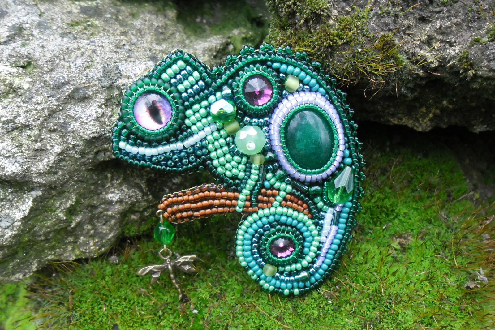 The whole collection of chameleons - My, Chameleon, Brooch, Beads, Embroidery, Needlework without process, Hikupta, Longpost, Bead jewelery