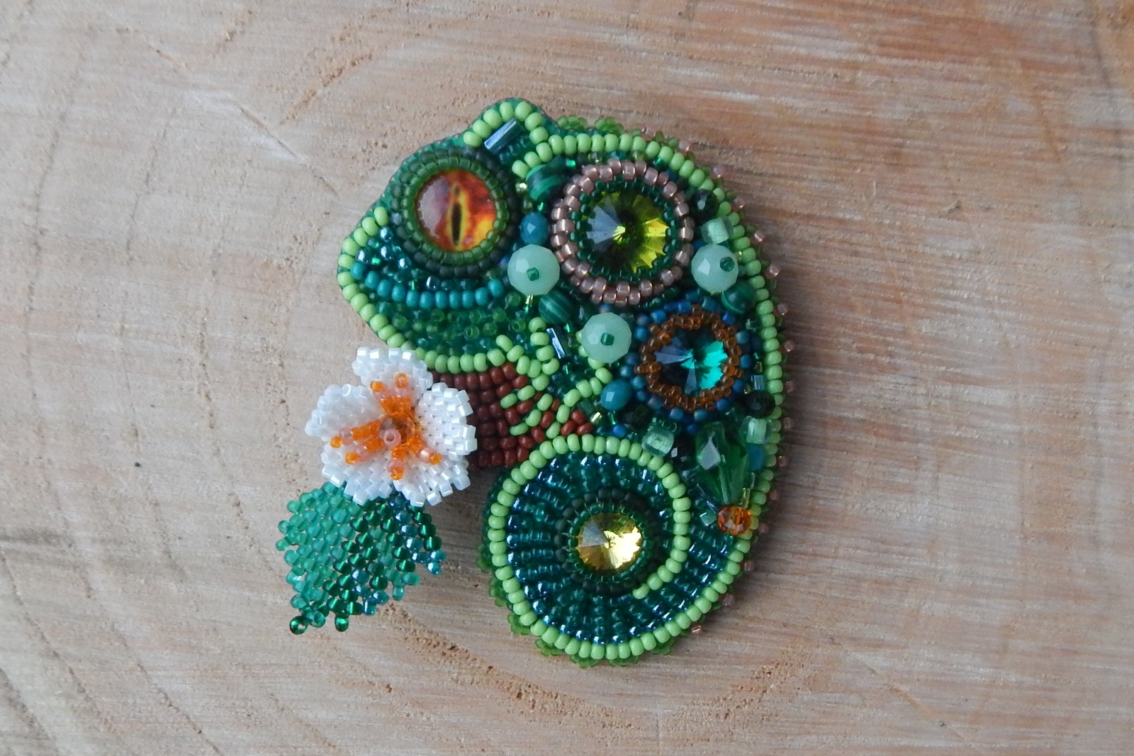 The whole collection of chameleons - My, Chameleon, Brooch, Beads, Embroidery, Needlework without process, Hikupta, Longpost, Bead jewelery