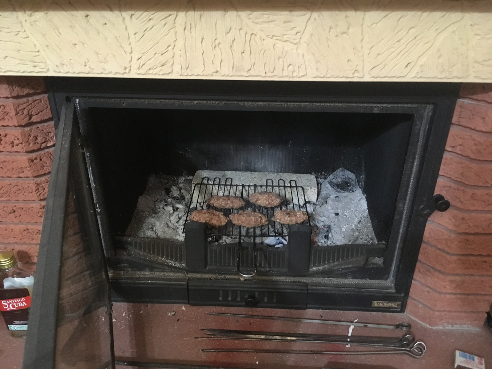 Kebab at home in the fireplace (winter version) - My, Kebab, Fireplace, House, League of Leni, freezing, Savvy, Lula kebab