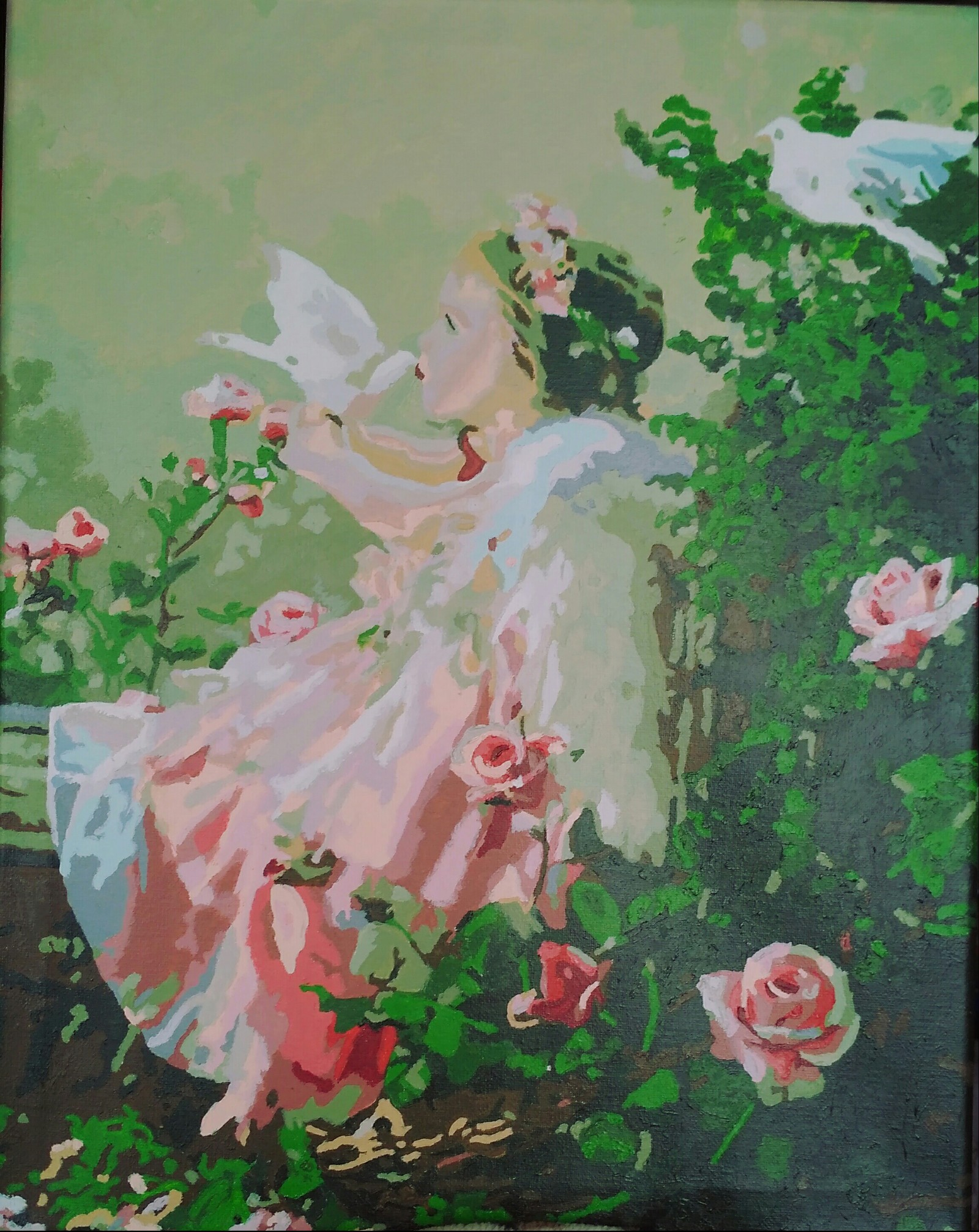 Little angel - My, Paintings by numbers, Acrylic, Angel, the Rose