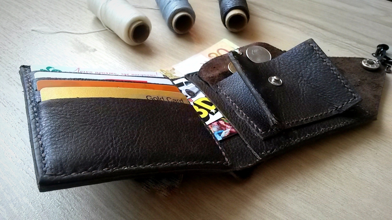 Men's wallet and cardholder - My, Purse, Handmade, Leather craft, Cardholder, , My, Leather, Longpost