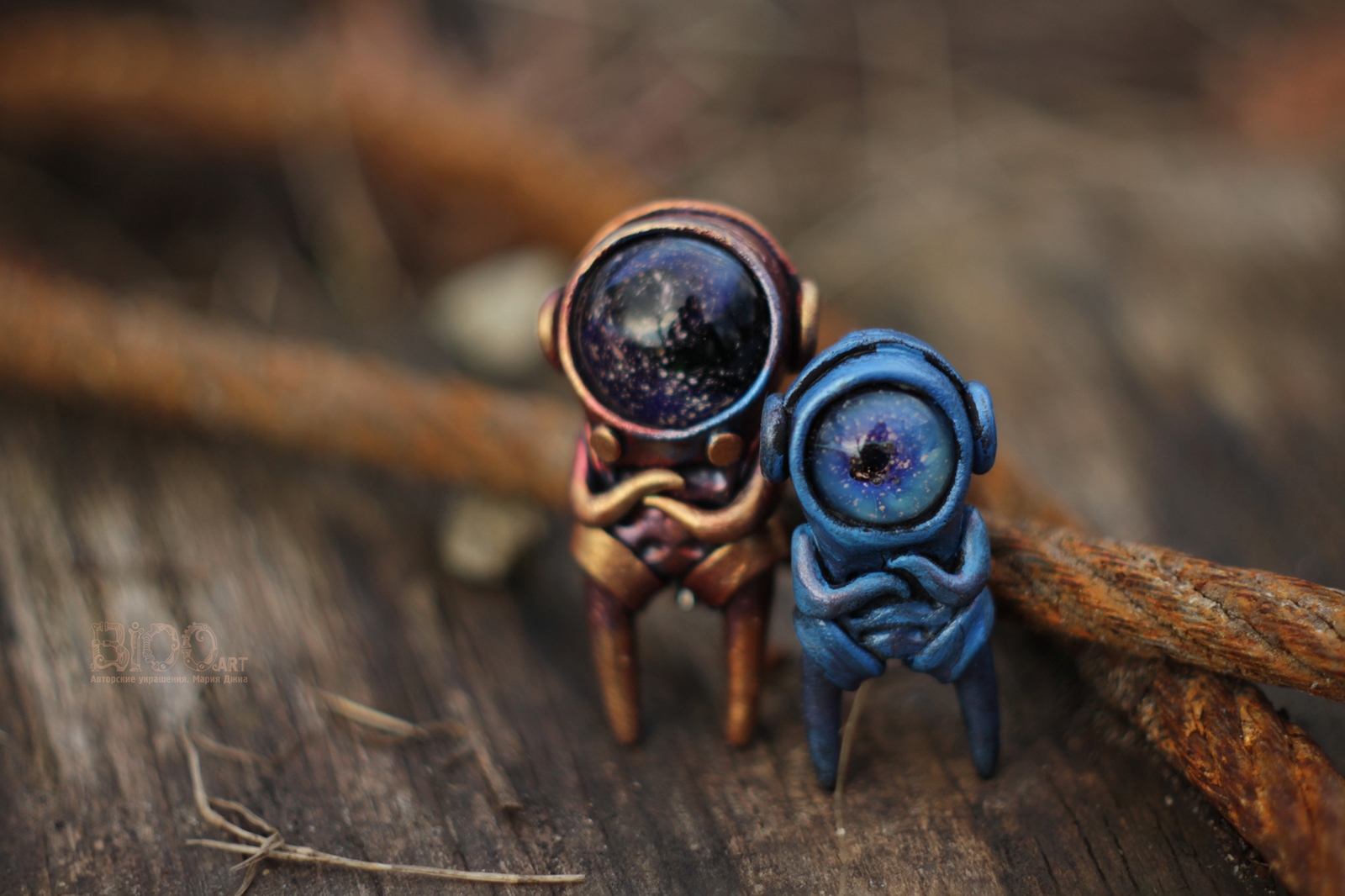 Tramps of outer space. Glasses reflect the universal depth) - My, Pendant, Space, Tramp, Polymer clay, Glass, Needlework