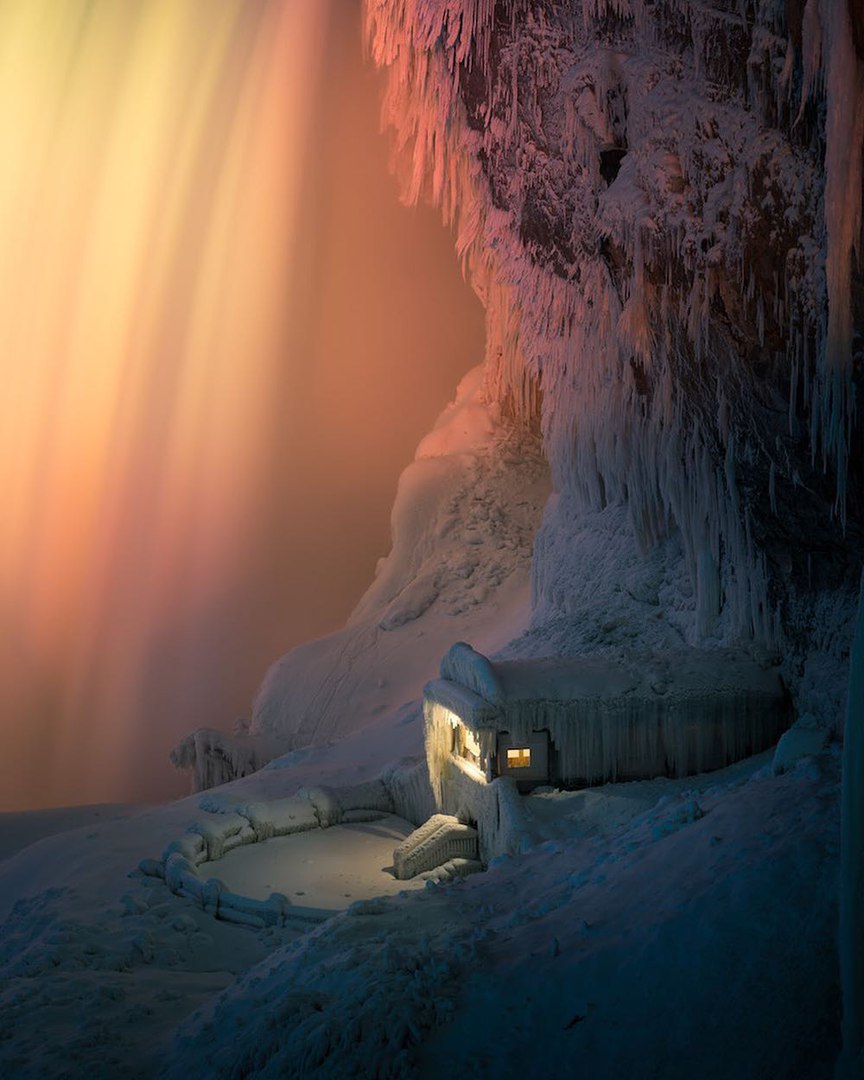 Niagara Falls - Waterfall, Night, Freezing, beauty of nature, The photo, Winter