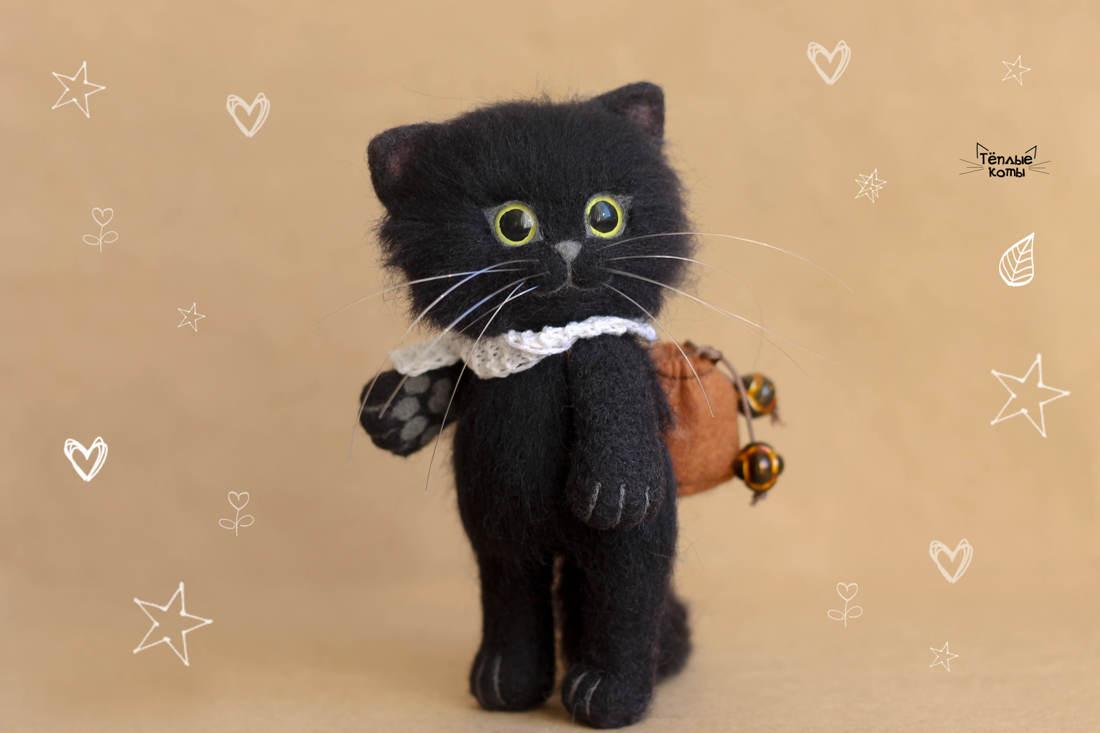 Cat - traveler - My, Wallow, Dry felting, cat, Creation, Art, Needlework without process, Handmade, Author's toy, Longpost