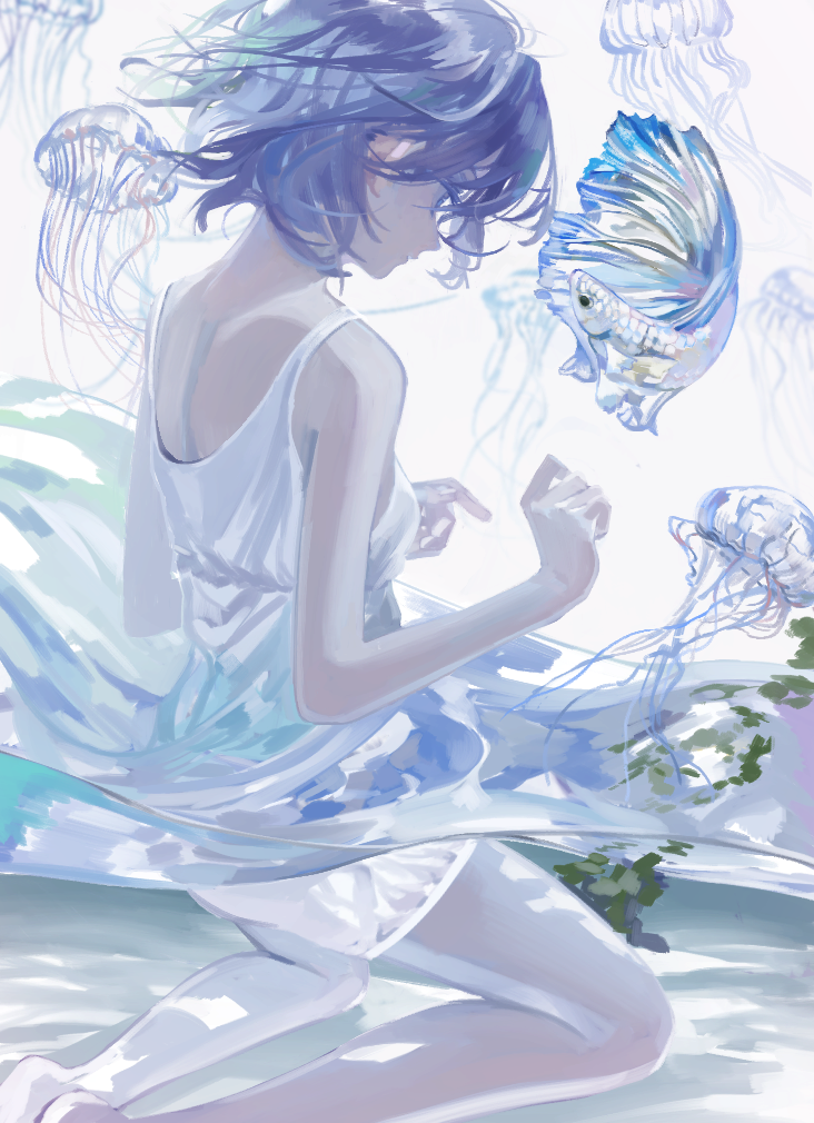 Jellyfish - Anime art, Art, Anime original, Pixiv, Longpost