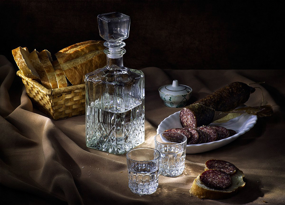 Nikolay Lyapin. - Still life, Vodka, Food, Longpost, A selection, Dinner, Alcohol