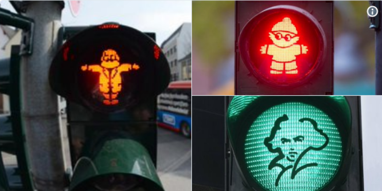 In Germany, there were traffic lights with the image of Karl Marx. - Karl Marx, Merry traffic light, Germany, Internet, Traffic lights