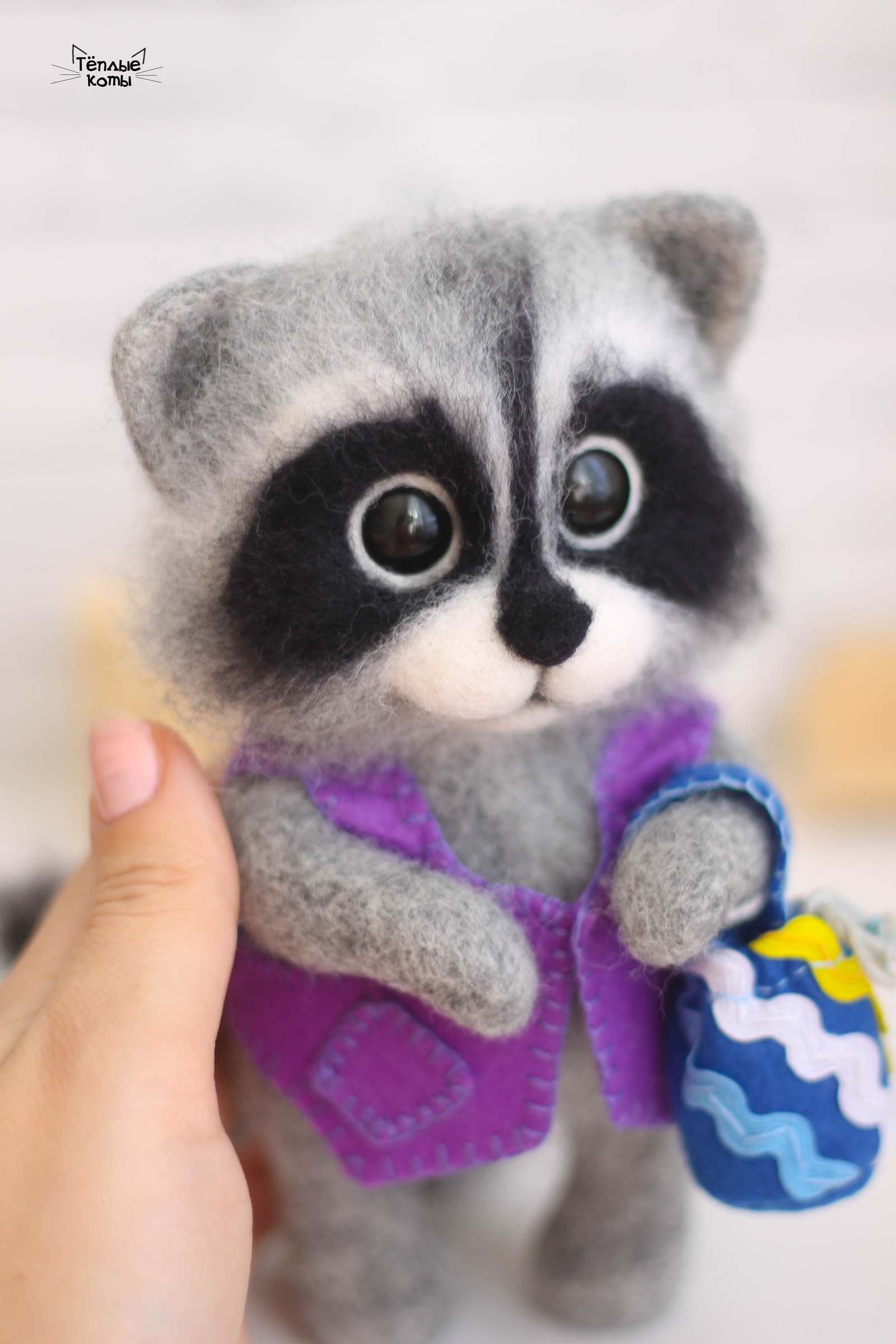 Raccoon - My, Wallow, Dry felting, Raccoon, Creation, Needlework, Needlework without process, Author's toy, Art, Longpost