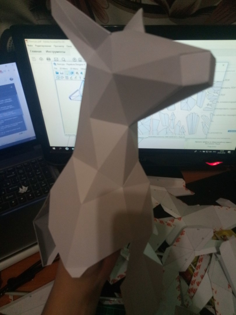 paper kangaroo - My, Kangaroo, Papercraft, From paper, Paper products, Polygonal graphics, Longpost, Low poly