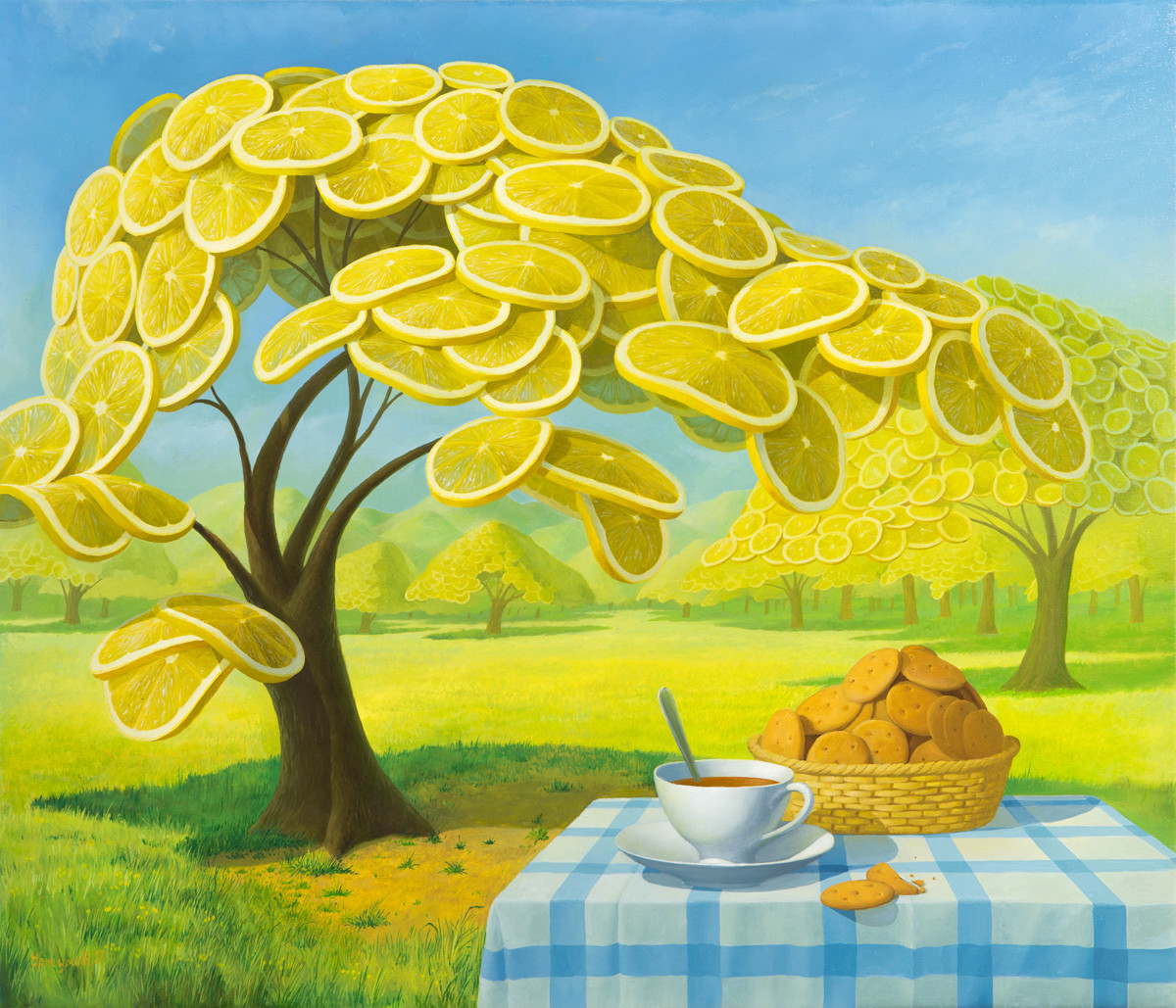 lemon garden 2 - My, Art, Painting, Surrealism, Lemon, Yellow, Painting, Art, Interesting